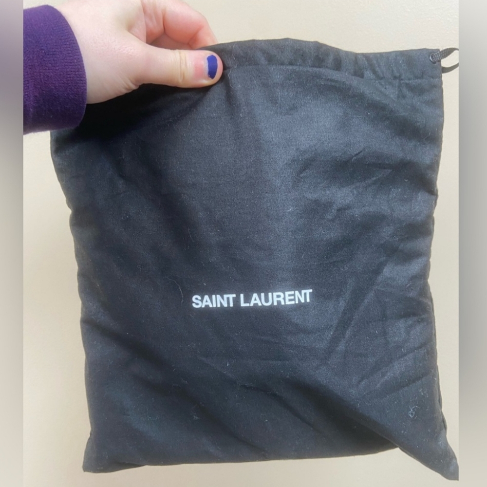 Saint Laurent Suede All-Over Monogram Burgundy Crossbody Bag - Picture 6 of 8
